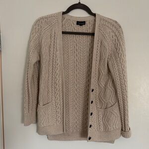 Topshop Cream Cable Open-Front Cardigan with Pockets